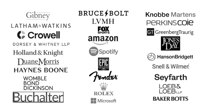 Santoni IP Law and Brand client logos 2025